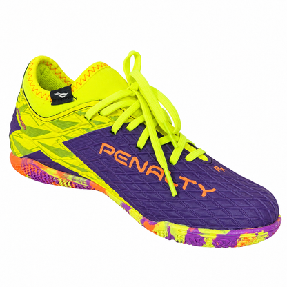 Penalty RX Locker Kids Indoor Futsal Shoes – Purple/Neon Green /Orange