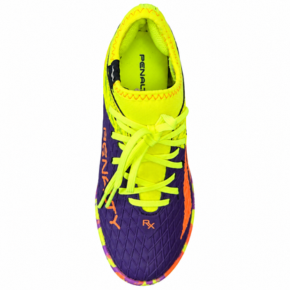 Penalty RX Locker Kids Indoor Futsal Shoes – Purple/Neon Green /Orange