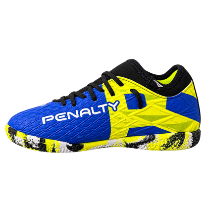 Penalty RX Locker Kids Indoor Futsal Shoes – Light Blue/Green Neon