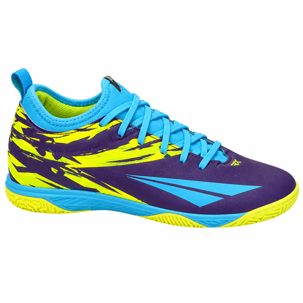 Penalty RX Locker Kids Indoor Futsal Shoes – Purple/Light Blue/Neon Green