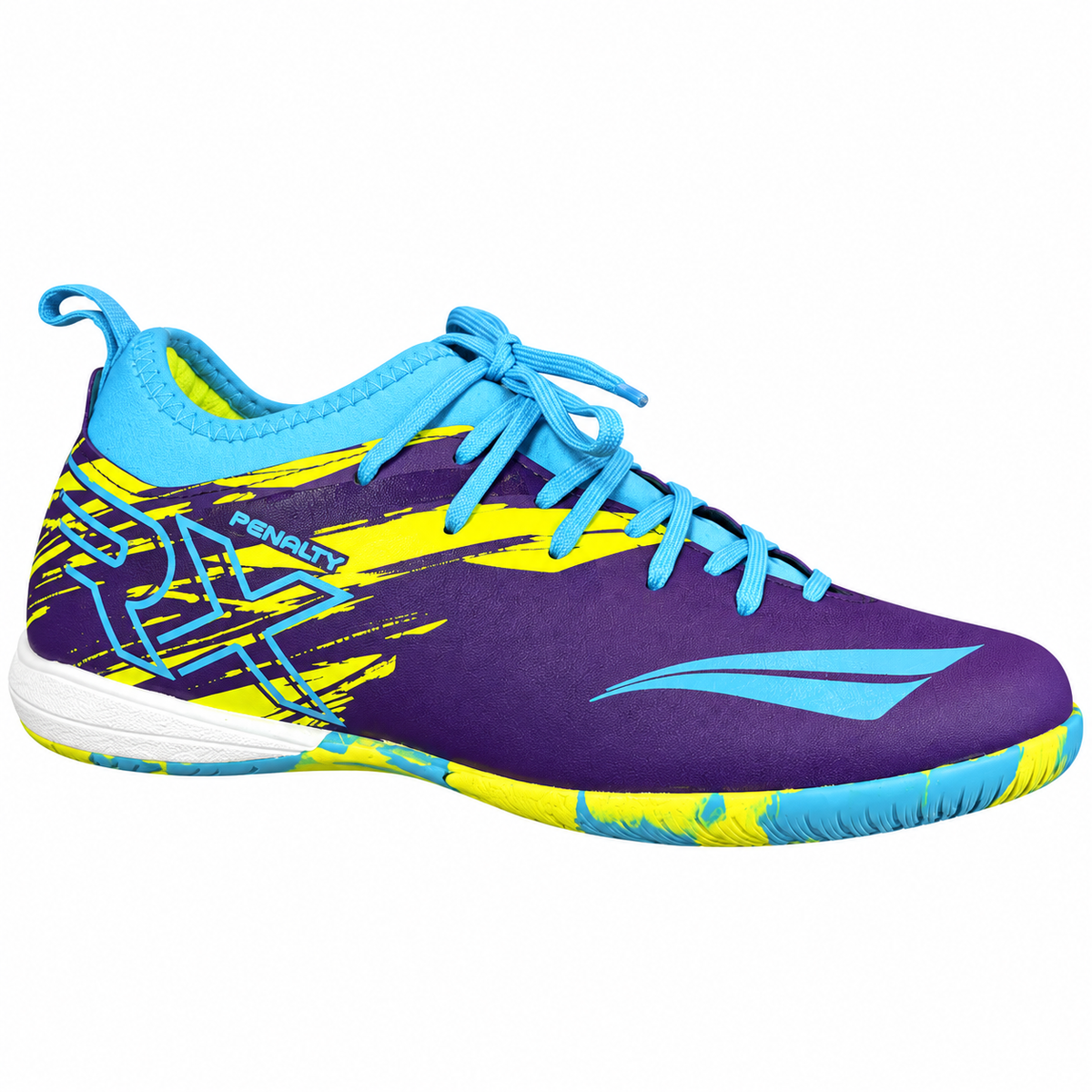 Penalty RX Locker Kids Indoor Futsal Shoes – Purple/Light Blue/Neon Green